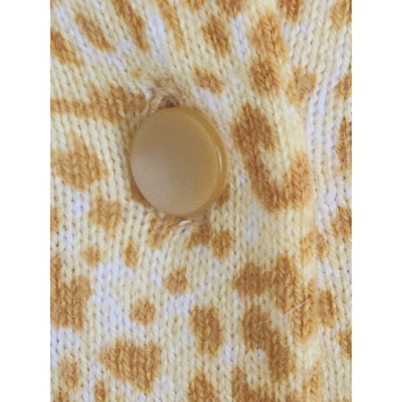 Talbots Leopard Print Cardigan Button-Front Cardigan Sweater yellow small - Picture 3 of 10